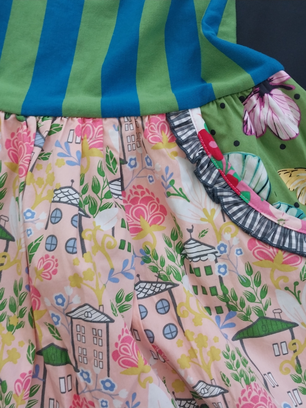 Matilda Jane Homeward Bound Print Skirt with Striped Waistband NWT - Picture 3 of 7